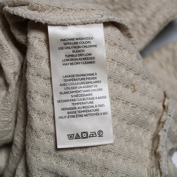 Free People Juicy Waffle Knit Thermal Top Cream Cowl Neck Oversized Fit Size XS - Picture 8 of 12